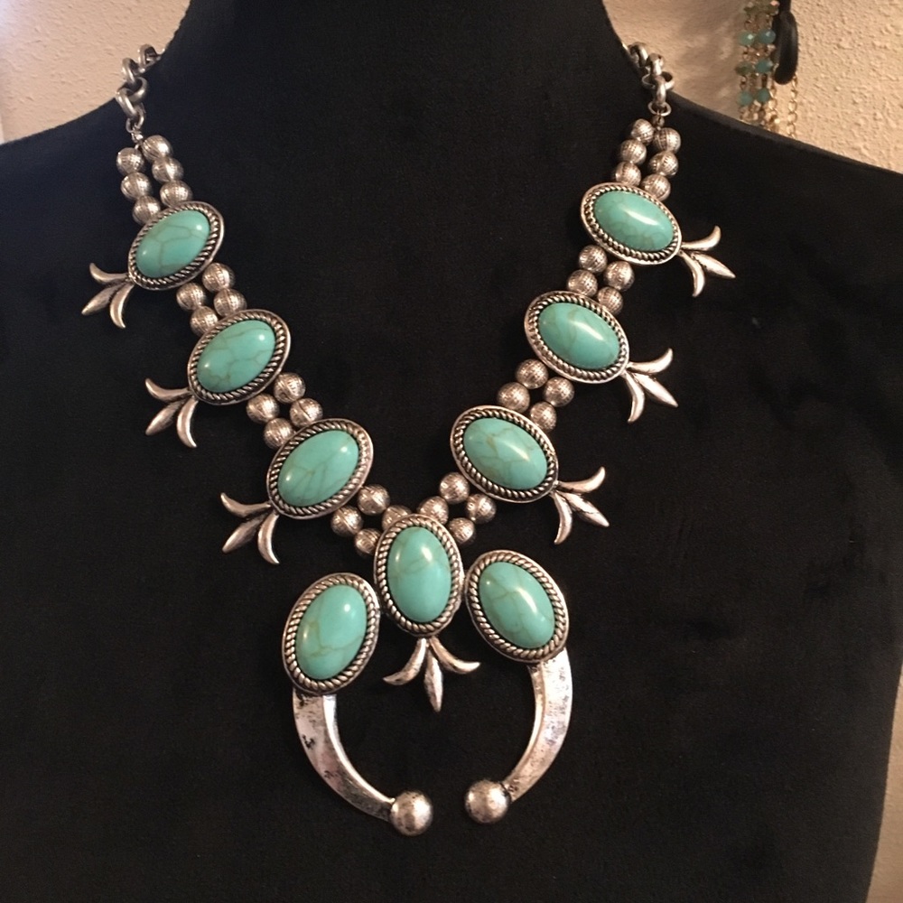 Faux Turquoise Squash Blossom